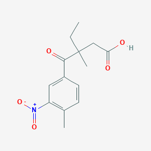 molecular formula C14H17NO5 B7813267 3-Methyl-3-(4-methyl-3-nitrobenzoyl)pentanoic acid 