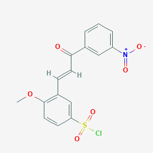 molecular formula C16H12ClNO6S B7813275 4-methoxy-3-[(E)-3-(3-nitrophenyl)-3-oxoprop-1-enyl]benzenesulfonyl chloride 