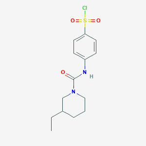 molecular formula C14H19ClN2O3S B7813338 4-[(3-Ethylpiperidine-1-carbonyl)amino]benzenesulfonyl chloride 
