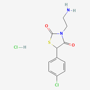 molecular formula C11H12Cl2N2O2S B7813400 3-(2-Aminoethyl)-5-(4-chlorophenyl)-1,3-thiazolidine-2,4-dione;hydrochloride 