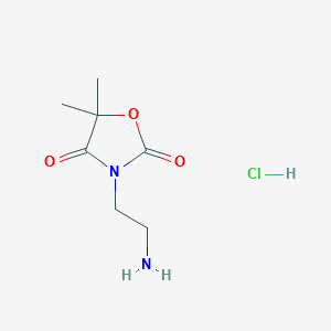 molecular formula C7H13ClN2O3 B7813408 3-(2-Aminoethyl)-5,5-dimethyl-1,3-oxazolidine-2,4-dione hydrochloride 