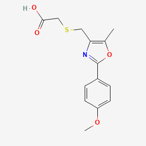 molecular formula C14H15NO4S B7813582 ({[2-(4-Methoxyphenyl)-5-methyl-1,3-oxazol-4-yl]methyl}thio)acetic acid 