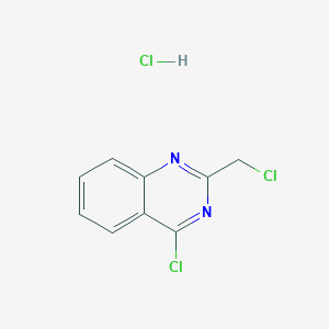 molecular formula C9H7Cl3N2 B7813707 4-Chloro-2-chloromethylquinazoline hydrochloride 
