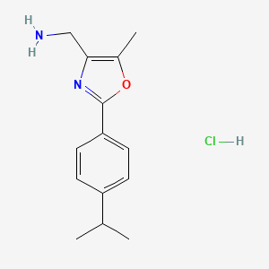 [5-Methyl-2-(4-propan-2-ylphenyl)-1,3-oxazol-4-yl]methanamine;hydrochloride