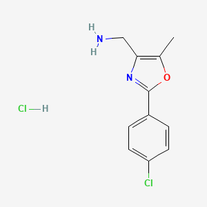 molecular formula C11H12Cl2N2O B7813801 [2-(4-Chlorophenyl)-5-methyl-1,3-oxazol-4-yl]methanamine;hydrochloride 