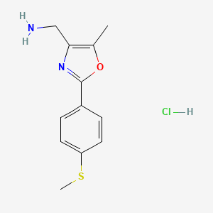 [5-Methyl-2-(4-methylsulfanylphenyl)-1,3-oxazol-4-yl]methanamine;hydrochloride