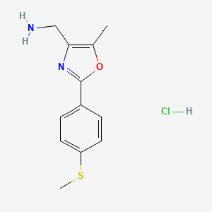 molecular formula C12H15ClN2OS B7813810 [5-Methyl-2-(4-methylsulfanylphenyl)-1,3-oxazol-4-yl]methanamine;hydrochloride 