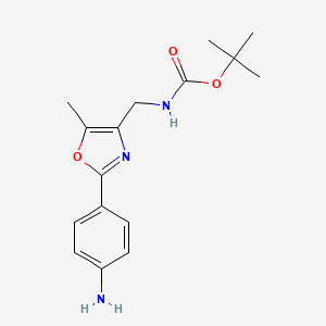 molecular formula C16H21N3O3 B7813820 [2-(4-Aminophenyl)-5-methyl-oxazol-4-ylmethyl]carbamic acid tert-butyl ester 