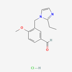 molecular formula C14H17ClN2O2 B7813949 3-(2-Ethyl-imidazol-1-ylmethyl)-4-methoxy-benzaldehyde hydrochloride 