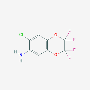 molecular formula C8H4ClF4NO2 B7814113 7-Chloro-2,2,3,3-tetrafluoro-2,3-dihydrobenzo[b][1,4]dioxin-6-amine 