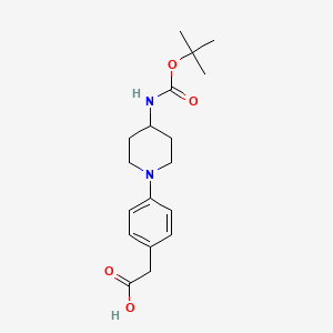 molecular formula C18H26N2O4 B7814194 [4-(4-tert-Butoxycarbonylaminopiperidin-1-yl)phenyl]acetic acid 