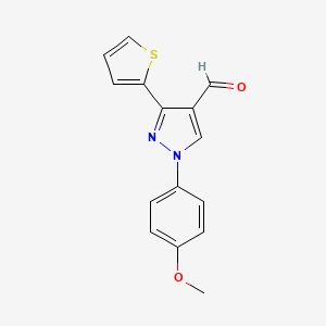 molecular formula C15H12N2O2S B7814600 1-(4-methoxyphenyl)-3-(thiophen-2-yl)-1H-pyrazole-4-carbaldehyde 