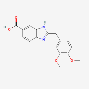 molecular formula C17H16N2O4 B7814617 2-[(3,4-dimethoxyphenyl)methyl]-1H-1,3-benzodiazole-5-carboxylic acid 