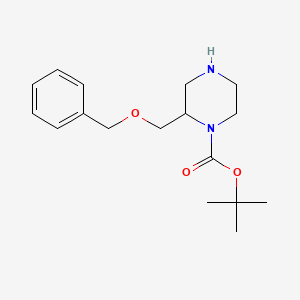 molecular formula C17H26N2O3 B7814681 1-Piperazinecarboxylicacid, 2-[(phenylmethoxy)methyl]-, 1,1-dimethylethyl ester, (2R)- 