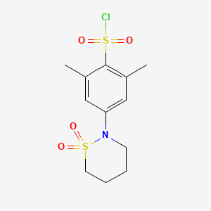 molecular formula C12H16ClNO4S2 B7814688 2,6-Dimethyl-4-(tetrahydro-1,1-dioxido-2H-1,2-thiazin-2-yl)benzenesulfonyl chloride 