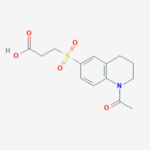 molecular formula C14H17NO5S B7814696 3-[(1-Acetyl-1,2,3,4-tetrahydroquinolin-6-yl)sulfonyl]propanoic acid 