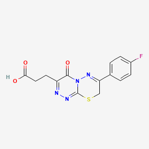molecular formula C14H11FN4O3S B7814701 3-[7-(4-fluorophenyl)-4-oxo-4H,8H-[1,2,4]triazino[3,4-b][1,3,4]thiadiazin-3-yl]propanoic acid 