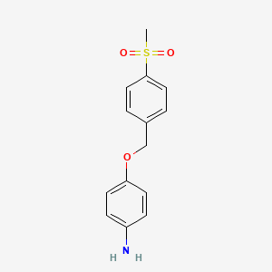 molecular formula C14H15NO3S B7814766 4-[(4-Methanesulfonylphenyl)methoxy]aniline 