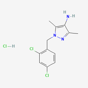 molecular formula C12H14Cl3N3 B7815084 1-(2,4-Dichlorobenzyl)-3,5-dimethyl-1H-pyrazol-4-amine (HCl) 