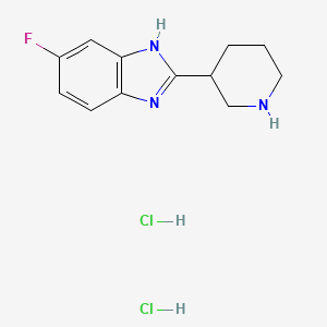 molecular formula C12H16Cl2FN3 B7815087 5-fluoro-2-piperidin-3-yl-1H-benzimidazole dihydrochloride 