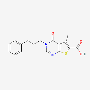 molecular formula C17H16N2O3S B7815092 5-Methyl-4-oxo-3-(3-phenylpropyl)-3,4-dihydrothieno[2,3-d]pyrimidine-6-carboxylic acid 