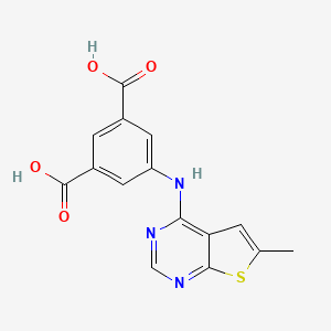 molecular formula C15H11N3O4S B7815127 5-[(6-Methylthieno[2,3-d]pyrimidin-4-yl)amino]benzene-1,3-dicarboxylic acid 