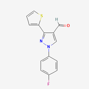 molecular formula C14H9FN2OS B7815128 1-(4-fluorophenyl)-3-(thiophen-2-yl)-1H-pyrazole-4-carbaldehyde 