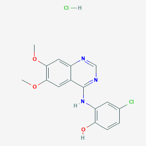 molecular formula C16H15Cl2N3O3 B7815137 4-Chloro-2-[(6,7-dimethoxyquinazolin-4-yl)amino]phenol hydrochloride 