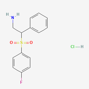 molecular formula C14H15ClFNO2S B7815143 2-(4-Fluorobenzenesulfonyl)-2-phenylethan-1-amine hydrochloride 