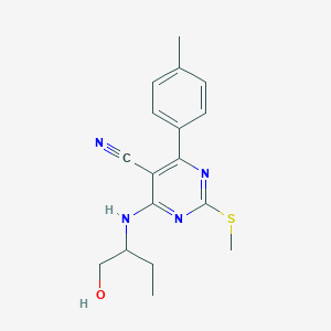 4-[(1-Hydroxybutan-2-yl)amino]-6-(4-methylphenyl)-2-(methylsulfanyl)pyrimidine-5-carbonitrile