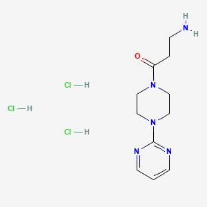 molecular formula C11H20Cl3N5O B7815164 3-Amino-1-[4-(pyrimidin-2-yl)piperazin-1-yl]propan-1-one trihydrochloride 