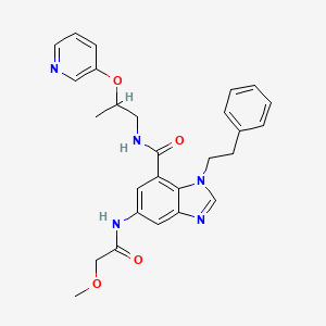 molecular formula C27H29N5O4 B7815218 6-[(2-methoxyacetyl)amino]-3-(2-phenylethyl)-N-(2-pyridin-3-yloxypropyl)benzimidazole-4-carboxamide 