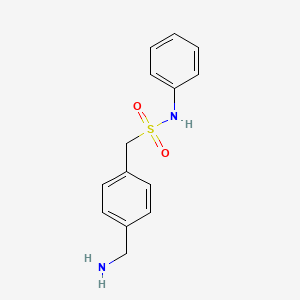 molecular formula C14H16N2O2S B7815457 1-[4-(aminomethyl)phenyl]-N-phenylmethanesulfonamide 