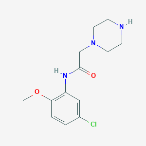 molecular formula C13H18ClN3O2 B7815680 N-(5-chloro-2-methoxyphenyl)-2-(piperazin-1-yl)acetamide 