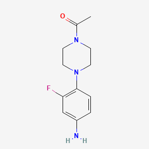molecular formula C12H16FN3O B7815996 1-[4-(4-amino-2-fluorophenyl)-1-piperazinyl]Ethanone 