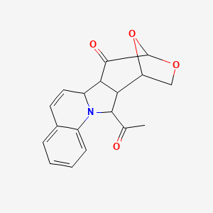molecular formula C18H17NO4 B7816193 Benz[e]oxepino[4,5-a]indolizin-5-one, 1,2,4,5,5a,5b,13,13a-octahydro-13-acetyl-1,4-epoxy- 