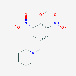 molecular formula C13H17N3O5 B7816272 1-[(4-Methoxy-3,5-dinitrophenyl)methyl]piperidine 