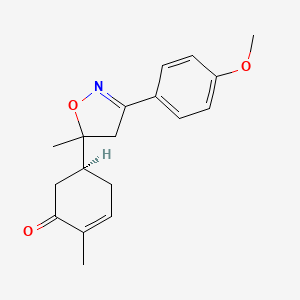 molecular formula C18H21NO3 B7816322 (S)-5-[3-(4-Methoxy-phenyl)-5-methyl-4,5-dihydro-isoxazol-5-yl]-2-methyl-cyclohex-2-enone CAS No. 1013764-35-6