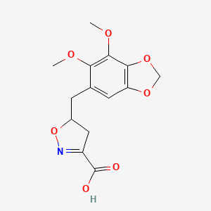 molecular formula C14H15NO7 B7816370 5-[(6,7-Dimethoxy-1,3-benzodioxol-5-yl)methyl]-4,5-dihydro-3-isoxazolecarboxylic acid CAS No. 924861-72-3