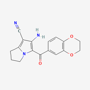 molecular formula C17H15N3O3 B7816391 6-amino-5-(2,3-dihydro-1,4-benzodioxin-6-ylcarbonyl)-2,3-dihydro-1H-pyrrolizine-7-carbonitrile CAS No. 924858-84-4