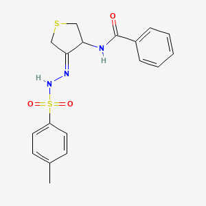 N-[(4Z)-4-{2-[(4-methylphenyl)sulfonyl]hydrazinylidene}tetrahydrothiophen-3-yl]benzamide