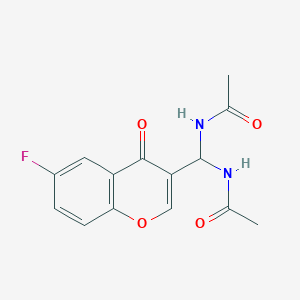 N,N'-[(6-Fluoro-4-oxo-4H-1-benzopyran-3-yl)methylene]bis[acetamide]