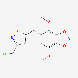 molecular formula C14H16ClNO5 B7816545 3-(Chloromethyl)-5-[(4,7-dimethoxy-1,3-benzodioxol-5-yl)methyl]-4,5-dihydroisoxazole 