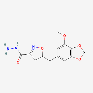 molecular formula C13H15N3O5 B7816553 5-[(7-Methoxy-1,3-benzodioxol-5-yl)methyl]-4,5-dihydro-3-isoxazolecarbohydrazide 
