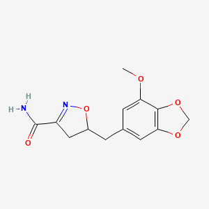 molecular formula C13H14N2O5 B7816559 5-[(7-Methoxy-1,3-benzodioxol-5-yl)methyl]-4,5-dihydro-3-isoxazolecarboxamide CAS No. 924859-12-1