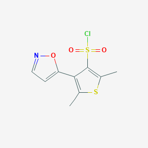 molecular formula C9H8ClNO3S2 B7816599 2,5-Dimethyl-4-(1,2-oxazol-5-yl)thiophene-3-sulfonyl chloride 