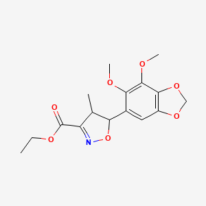 molecular formula C16H19NO7 B7816621 Ethyl 5-(6,7-dimethoxy-1,3-benzodioxol-5-yl)-4-methyl-4,5-dihydro-3-isoxazolecarboxylate 