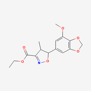molecular formula C15H17NO6 B7816647 Ethyl 5-(7-methoxy-1,3-benzodioxol-5-yl)-4-methyl-4,5-dihydro-3-isoxazolecarboxylate 