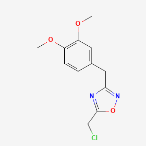 molecular formula C12H13ClN2O3 B7816664 5-(Chloromethyl)-3-[(3,4-dimethoxyphenyl)methyl]-1,2,4-oxadiazole 