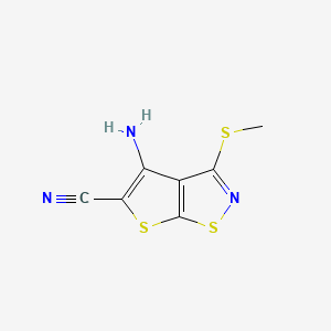 molecular formula C7H5N3S3 B7816706 Thieno(3,2-d)isothiazole-5-carbonitrile, 4-amino-3-(methylthio)- CAS No. 72436-92-1